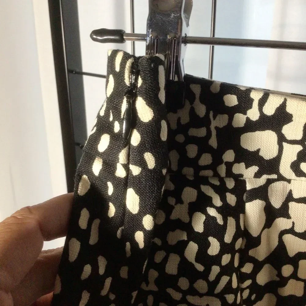 J. Crew Black and Cream Abstract Spot 100% Cotton Mini Skirt NWT